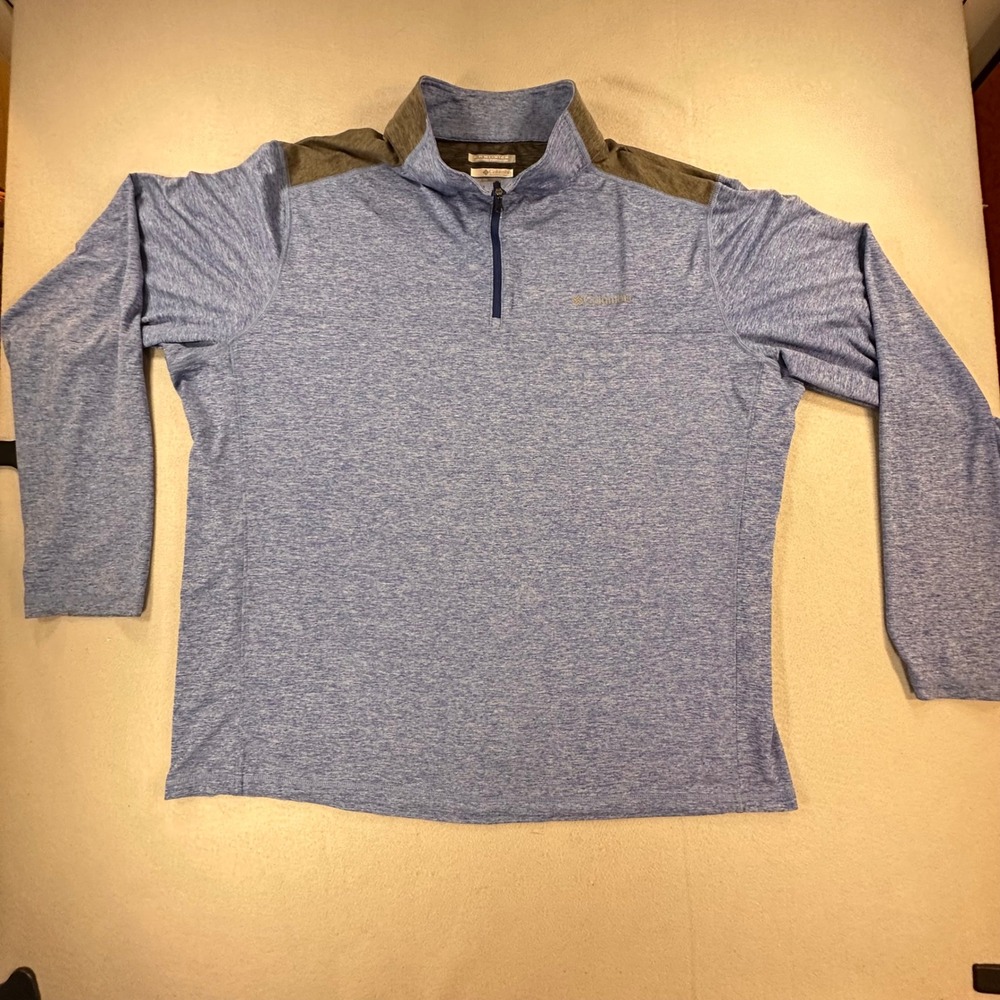 Columbia Mens XL Omni-Wick Quarter Zip Pullover Blue Heather Performance Shirt